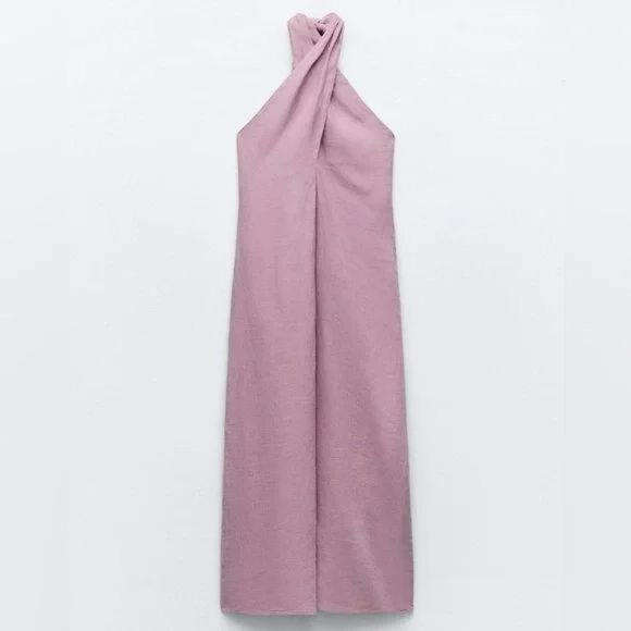 ZARA LINEN HALTER DRESS NWT - Picture 7 of 10